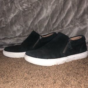 Gentle souls black suede double zip sneaker